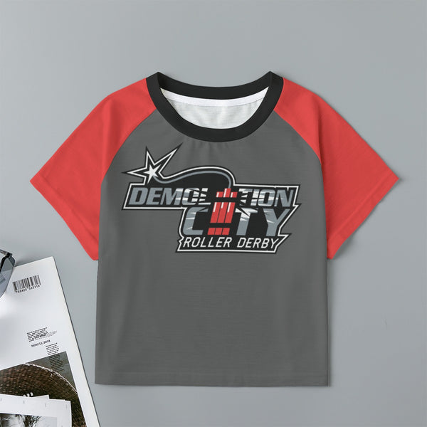 Demolition City Roller Derby Eco-friendly Cropped Raglan T-shirt