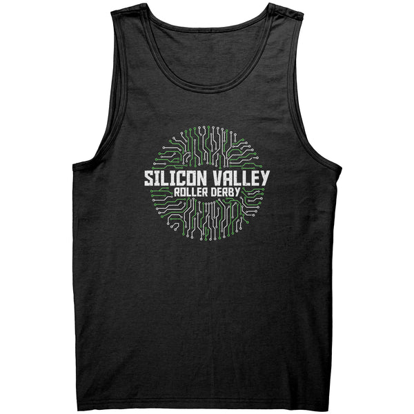 Silicon Valley Roller Derby Tanks White Circuit Logo (6 Cuts!)