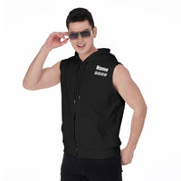All-Over Print Zipper-Up Sleeveless Hoodie