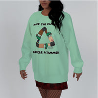 High Tide Derby Save The Planet Recycle All-Over Print Women's Raglan Sleeve Sweatshirt