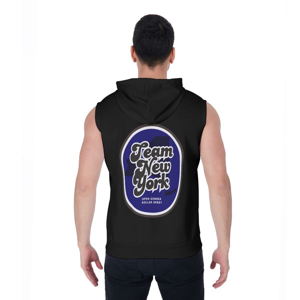 Team New York All-Over Print Zipper-Up Sleeveless Hoodie