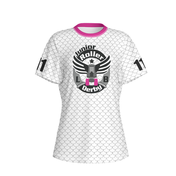 Long Beach Jr Roller Derby All-Over Print Women's Round Neck Yoga Top Polyester Sport Stretch