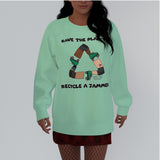 High Tide Derby Save The Planet Recycle All-Over Print Women's Raglan Sleeve Sweatshirt