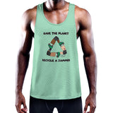 High Tide Derby Save The Planet Recycle All-Over Print Men's Slim Y-Back Muscle Tank Top