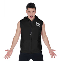 All-Over Print Zipper-Up Sleeveless Hoodie