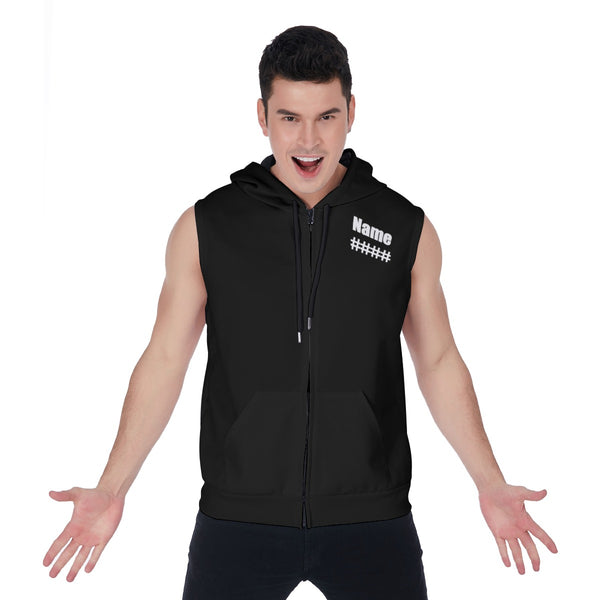 All-Over Print Zipper-Up Sleeveless Hoodie