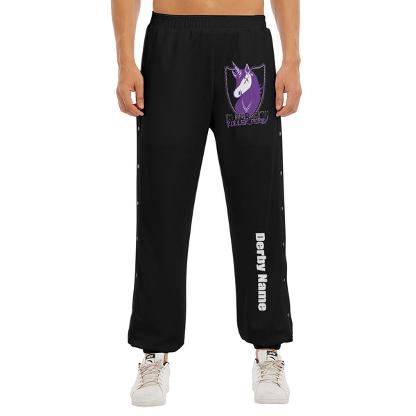 Flour City Roller Derby All-Over Print Snap Leg Basketball Sweatpants
