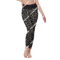Ghost Embroidery All-Over Print Womens High Waist Leggings | Side Stitch Closure 2Xl / White