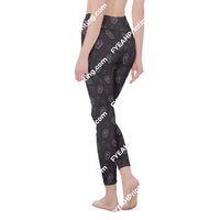 Gothic Coffins And Crosses All-Over Print Womens High Waist Leggings | Side Stitch Closure