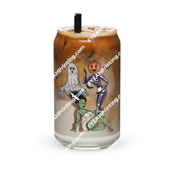Halloween Pinup Can-Shaped Glass