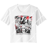 Horror Tarot Crops (3 Cuts!) Bella Ladies Flowy Crop T-Shirt / White S Apparel