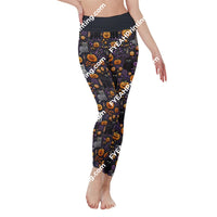 Pumpkin Embroidery All-Over Print Womens High Waist Leggings | Side Stitch Closure 2Xl / White