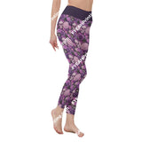 Purple Embroidered Skull All-Over Print Womens High Waist Leggings | Side Stitch Closure