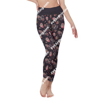 Ribcage Floral All-Over Print Womens High Waist Leggings | Side Stitch Closure 2Xl / White