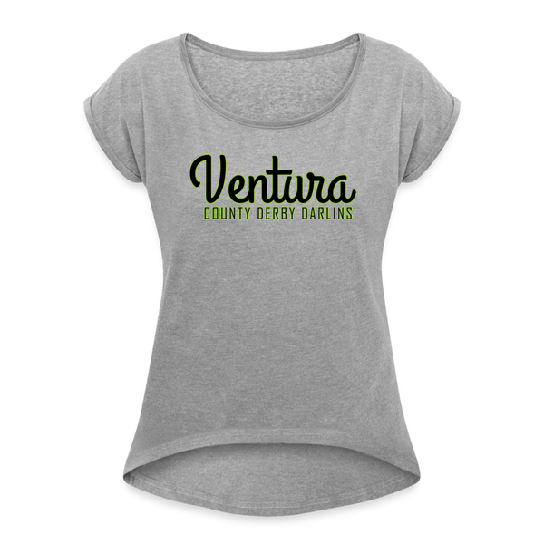 Ventura County Derby Darlins Women's Roll Cuff T-Shirt - heather gray