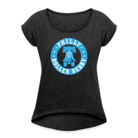 Philly Roller Derby Roll Cuff T-Shirt - heather black