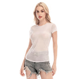 All-Over Print Women's Short Sleeve Sheer Mesh Top