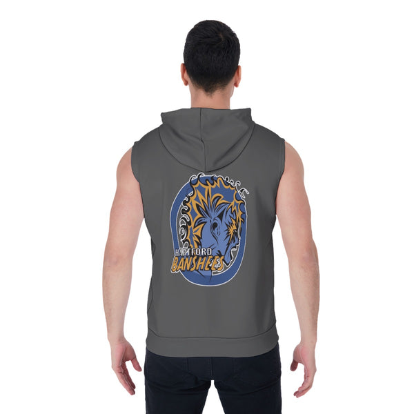 HARD Roller Derby Banshees Men's Zipper-Up Sleeveless Hoodie