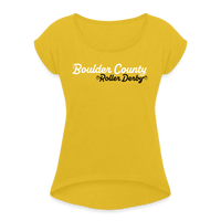 Boulder County Roller Derby Women's Roll Cuff T-Shirt - mustard yellow