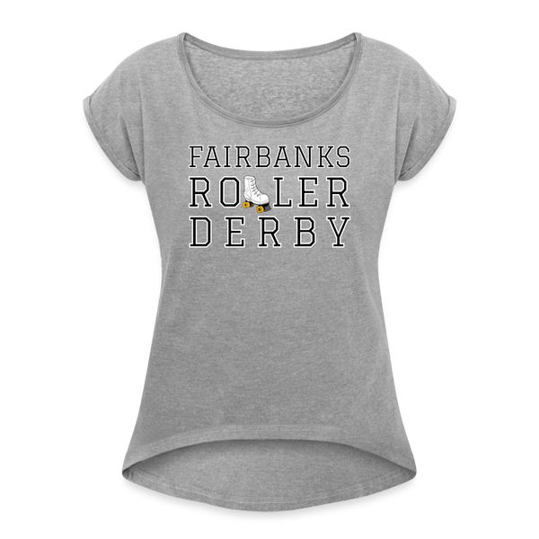 Fairbanks Roller Derby Roll Cuff T-Shirt - heather gray