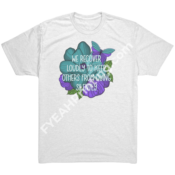 We Recover Loudly Tee Next Level Mens Triblend Shirt / Heather White S Apparel